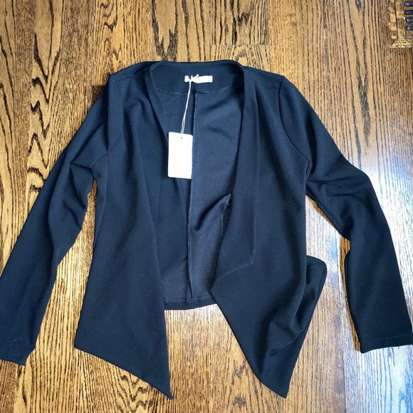 NWT Elena Baldi Luxury Blk Open Asymmetrical Cardigan/Shrug M, Italy - Picture 5 of 8